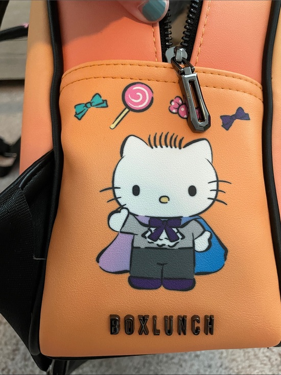 box lunch hello kitty halloween backpack Loungefly Sanrio Cosplay Womens Double Strap Shoulder Bag Purse: Handbags A detachable furry cat tail hangs below Her Universe Hello Kitty Zombie